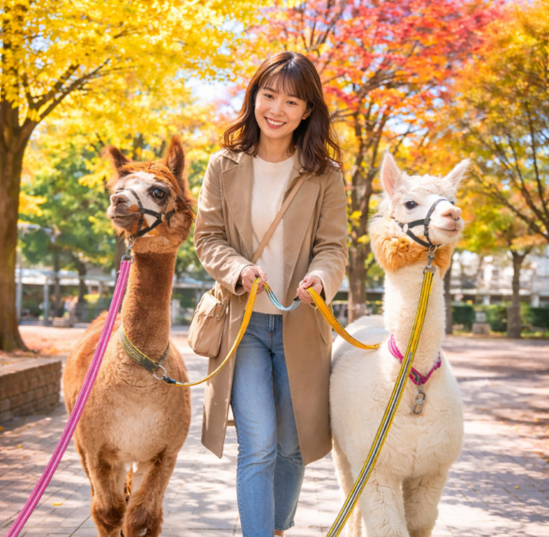 アルパカとお散歩